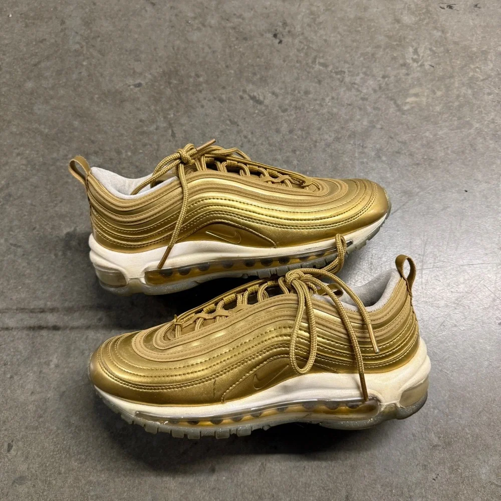 Nike Air Max 97 Metallic Gold Womens Running Shoes CJ0625-700 Size 7.5